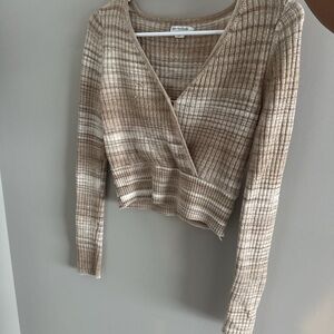American Eagle Outfitters Brown and Cream Crop Top